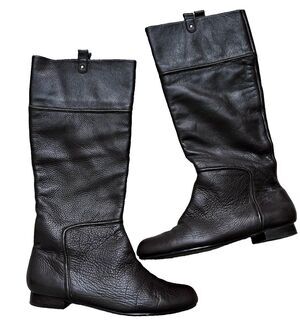 VTG Bakers Brown Leather Riding Knee High Pull On Boots Round Toe Button US 8.5